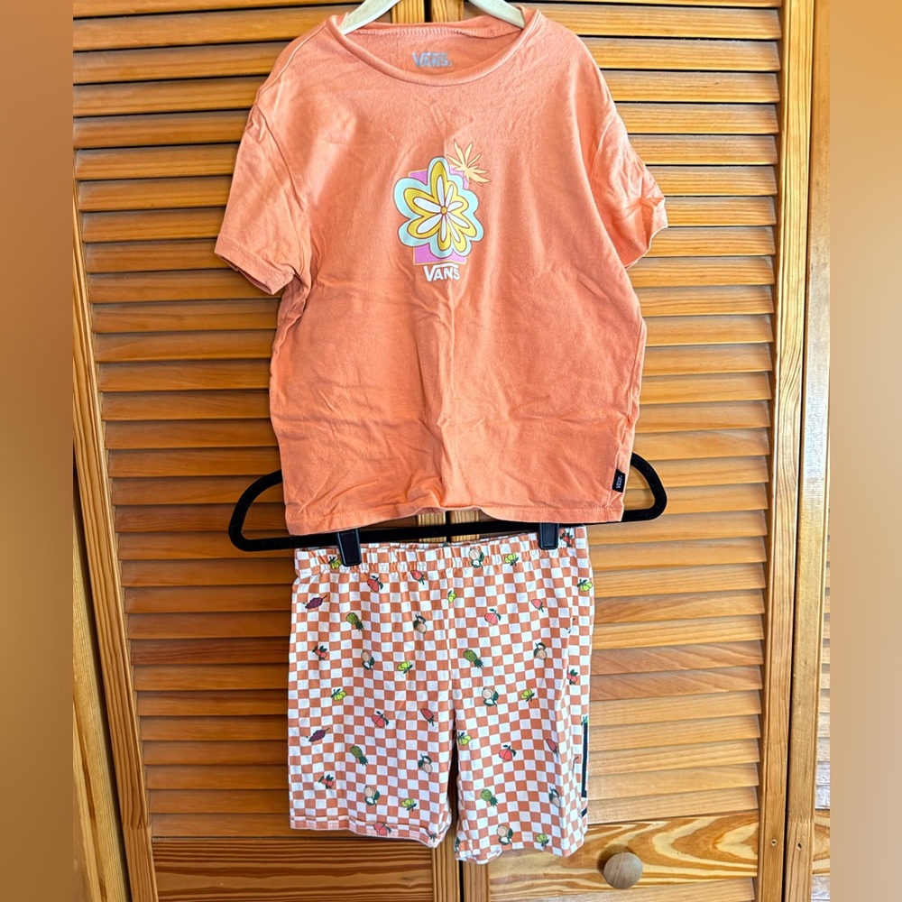 Vans Kids Two-Piece Matching Set in Orange and White Checker